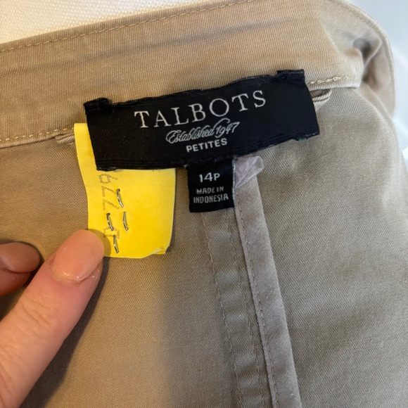Talbots Womens Khaki Blazer Size 14P Ruffle 3/4 Sleeves Stretch  Spring Pockets‎ - Picture 2 of 9